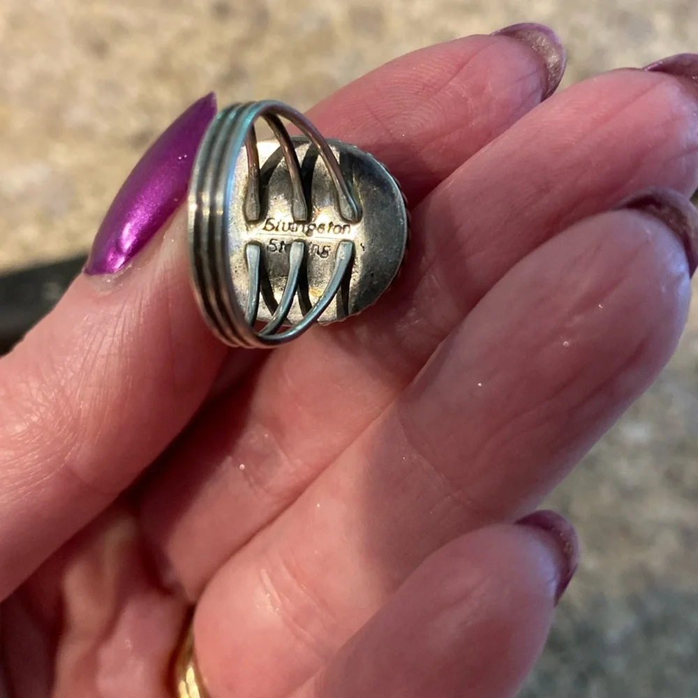 Blue Stone Silver Ring Size Around 4.75